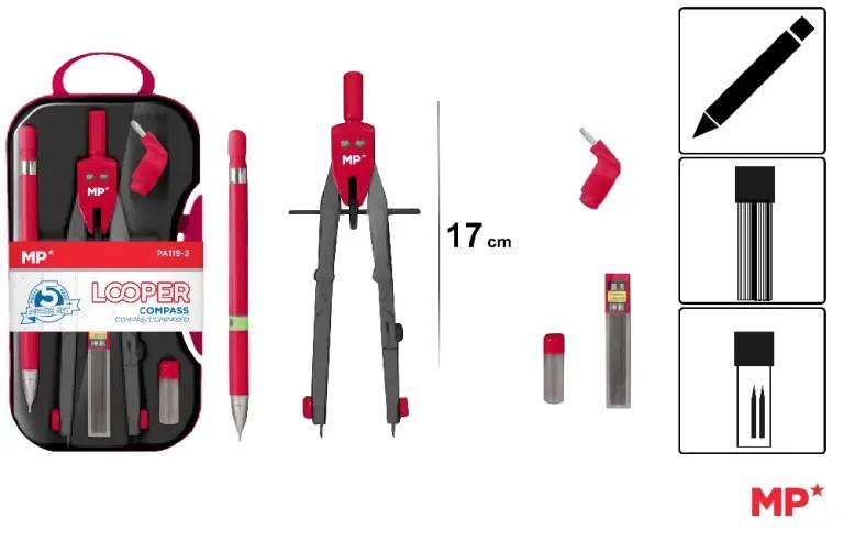 Looper Bow Compass Set – 5 Pieces Drawing and Measuring Kit