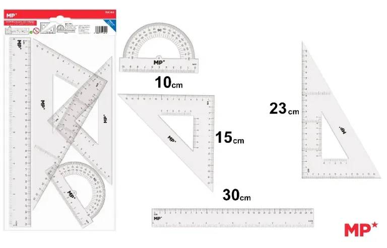 Sets Square – 4-Piece Geometry Ruler Set with Protractor and Triangle Rulers