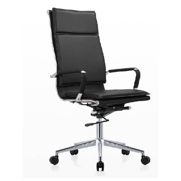 FUNCTION Highback Chair Black Polyurethane Frame Ergonomic Office Chair with High Resilience Foam Seat Comfortable Supportive Design for Home and Office 59cm Height