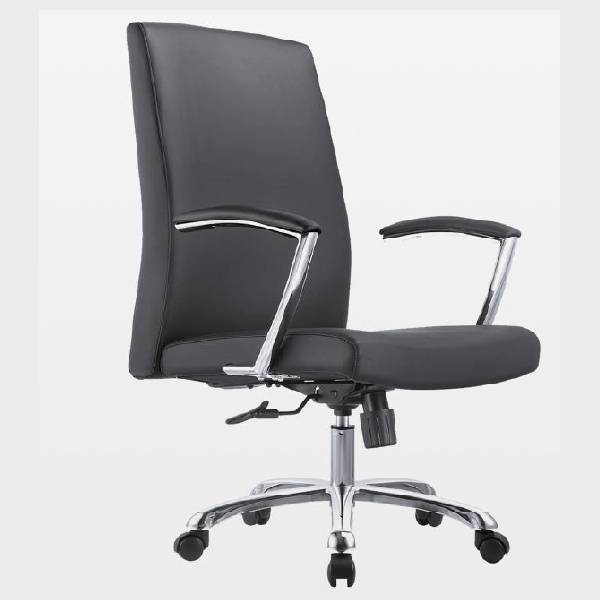 SMOOTH Midback Chair Black Polyurethane Upholstery Ergonomic Office Chair with High Resilience Foam Seat Comfortable Mid Back Support for Home Office or Workspace 109cm Height