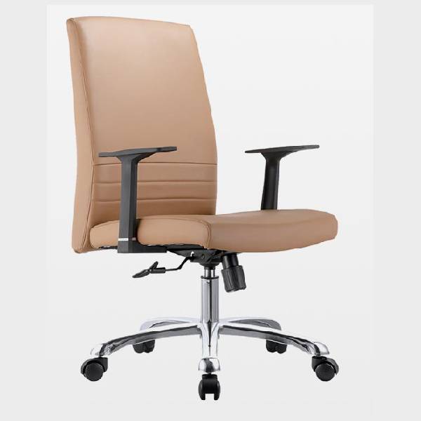 SMOOTH Midback Chair Brown Fabric Upholstery Ergonomic Office Chair with High Resilience Foam Comfortable Mid Back Design for Home Office, Study, or Workspace 59cm Height