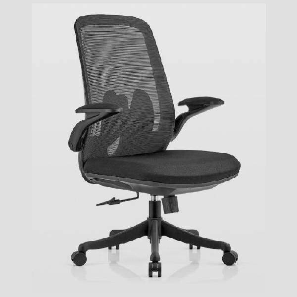 4TASK Midback Chair Black Fabric Office Chair with Ergonomic Design and High Resilience Foam Comfortable 100% Polyester Upholstery for Home Office, Study Desk, or Workspace 107cm Height