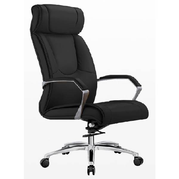 BOSS Armchair Black Upholstered Lounge Chair with High Resilience Foam Cushion, Polyurethane Covering Comfortable Accent Chair for Living Room, Office, or Waiting Area 122cm Height