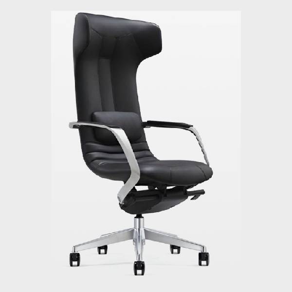 DOLPHIN Armchair PRESIDENT Black Genuine Leather Executive Office Chair with High Resilience Foam Ergonomic High Back Luxury Armchair for Office, Boardroom, or Home Office – 130cm Height