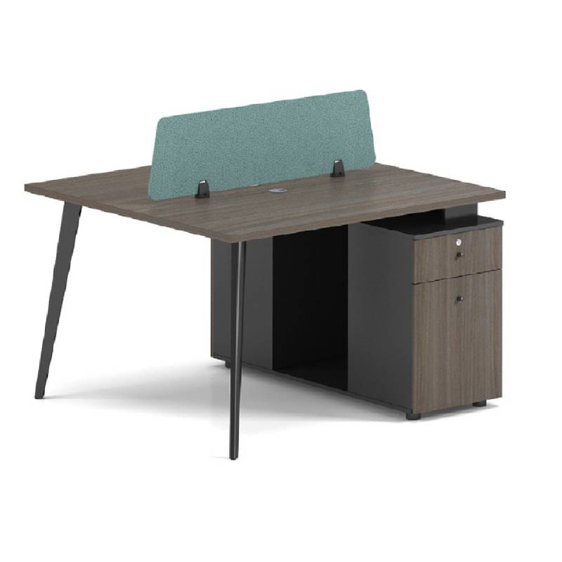 RESPECT 2-Person Workstation Desk Brown/Grey – Compact 140cm Shared Office Desk with 105cm Height, Modern Double-Sided Design for Collaborative Workspaces