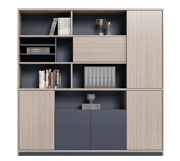 ELEGANCE FASHION Storage Unit 200cm Beige/Dark Grey – Extra-Large Modern Freestanding Cabinet with 200cm Height, Particle Board Structure for Home or Office Storage