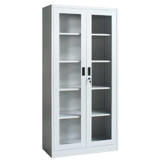 Steel Storage Unit with 2 Doors and 4 Shelves – 85cm Length x 40cm Depth x 180cm Height, Grey/White Electrostatic Powder Coated Finish