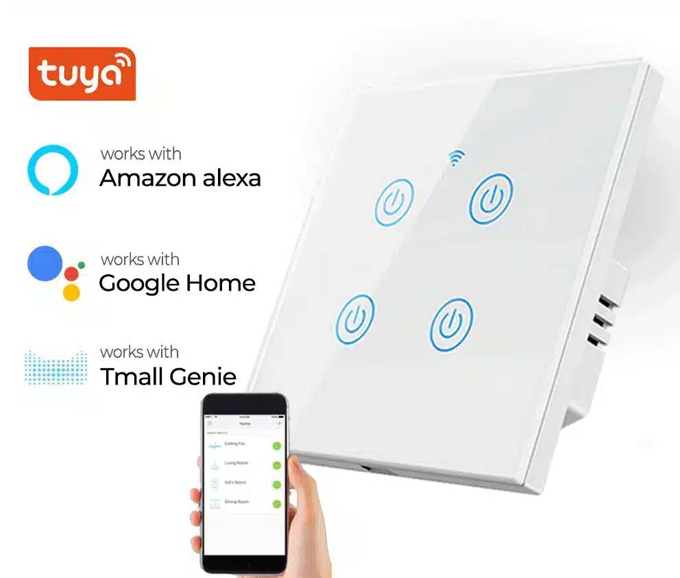 Smart Wi-Fi 4-Gang Light Switch – Quadruple Control for Ultimate Smart Home Lighting