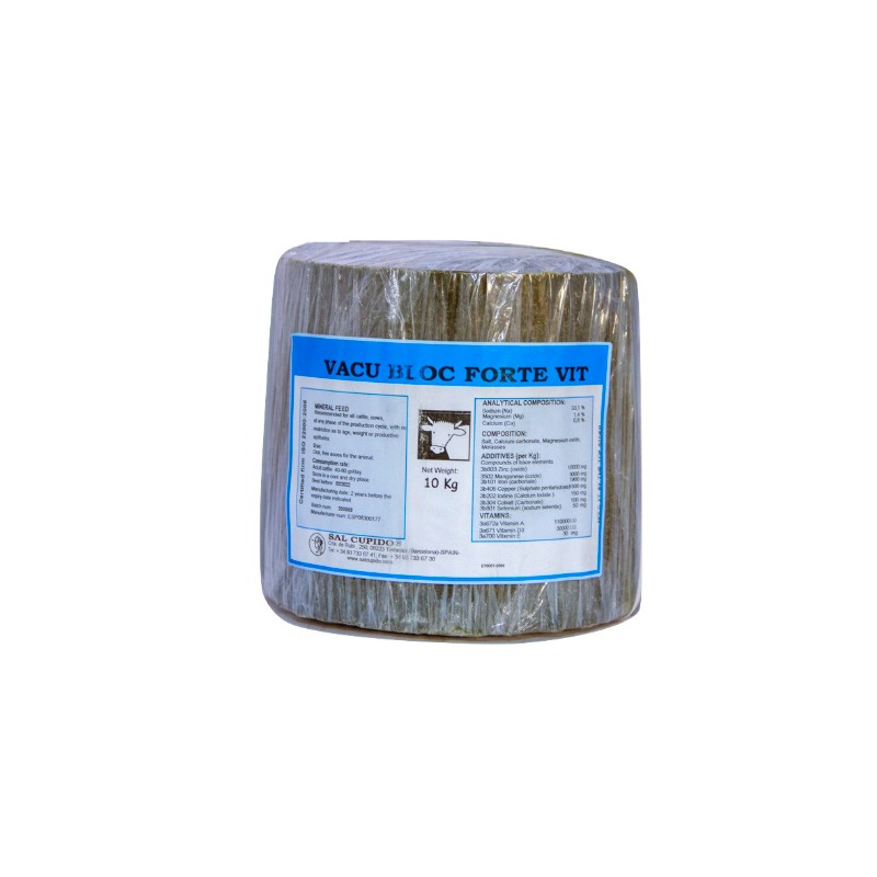 agrimat – Vacu Bloc Forte Vit Round | Fortified Salt Lick for Cattle at All Production Stages with Added Vitamins