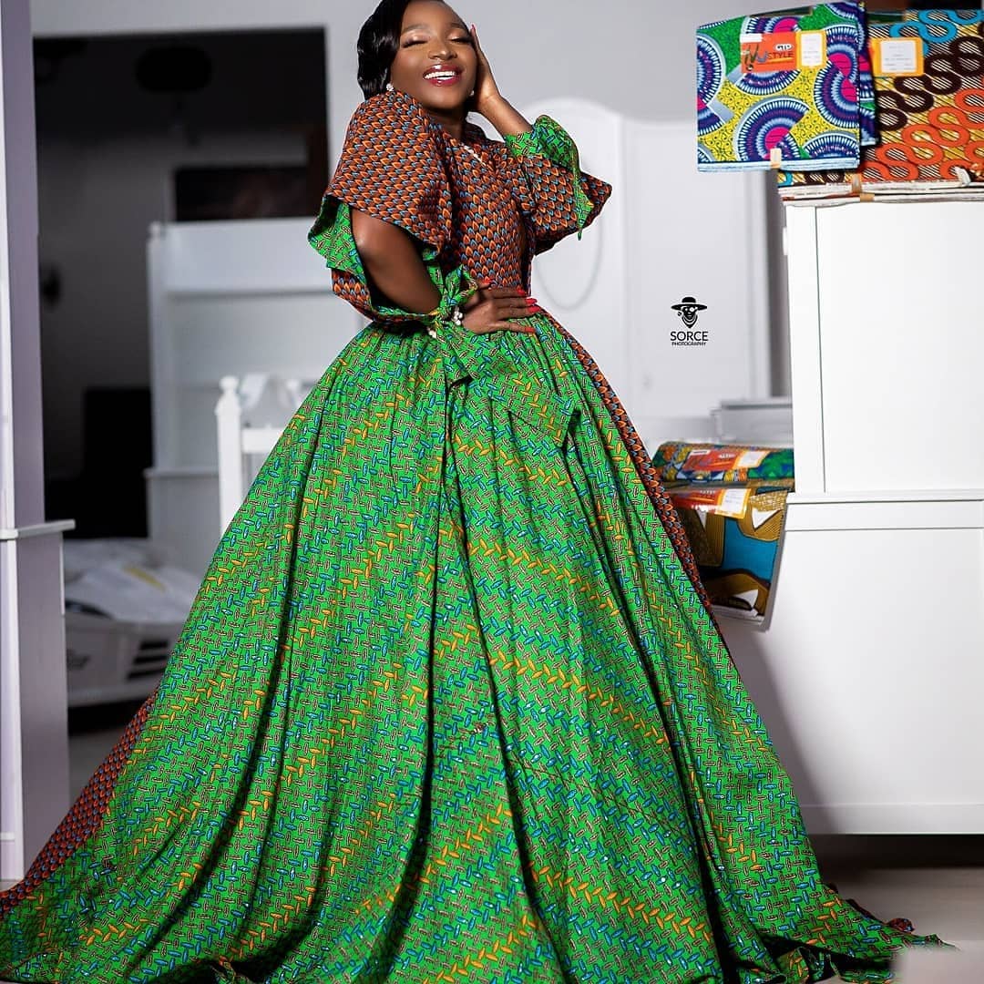 Exquisite Custom Wax Print Gown by Amoasi Official
