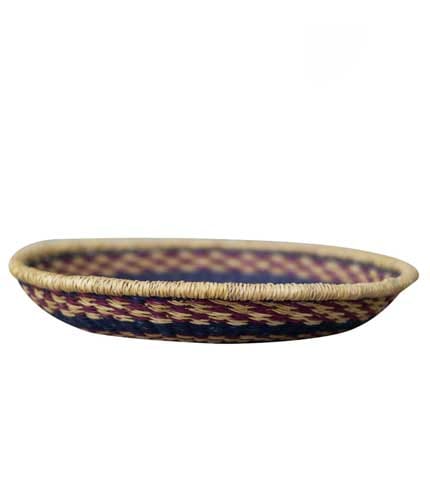 Solid Blue Woven Storage Basket - Rattan Kitchen Organizer, Pantry Essential