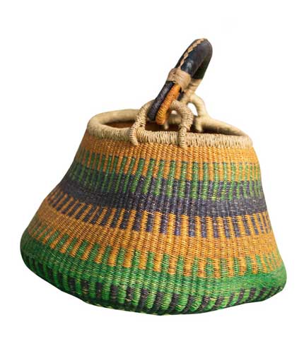 Solid Green Hand Woven Basket - Versatile Straw Basket, Eco-Conscious Organizer