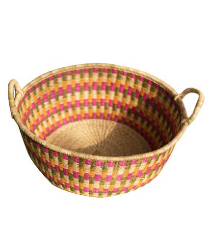 Multicoloured Design Hand Woven Basket - Rainbow Weave, Eclectic Storage Basket