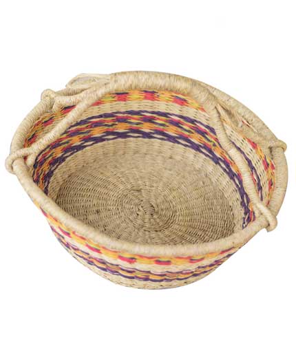 Orange & Blue Hand Woven Basket - Complementary Contrast, Bold Straw Tote