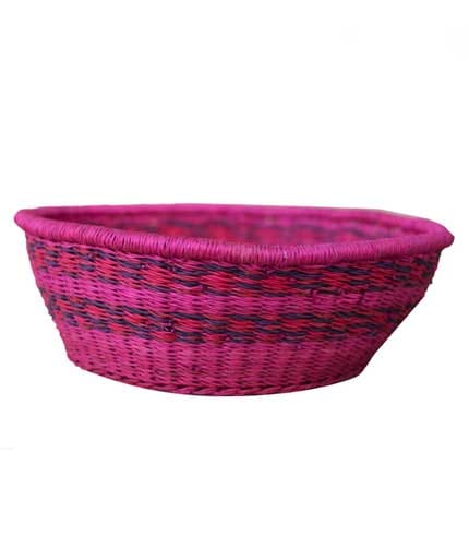 Violet Hand Woven Basket - Royal Purple Hue, Elegant Straw Organizer