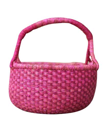 Violet Design Hand Woven Basket - Ornate Purple Pattern, Decorative Straw Basket