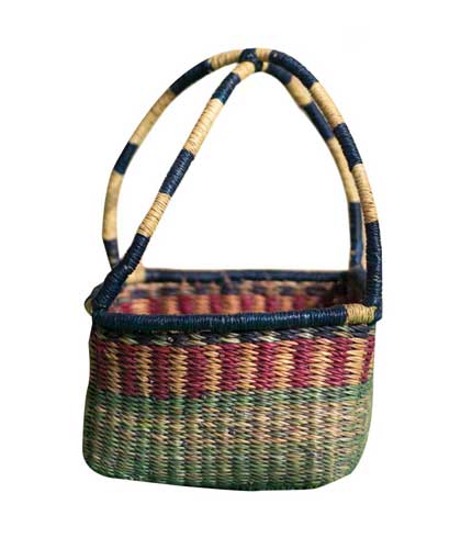 Multicoloured Rectangular Hand Woven Basket - Rainbow Shelf Organizer, Structured Design