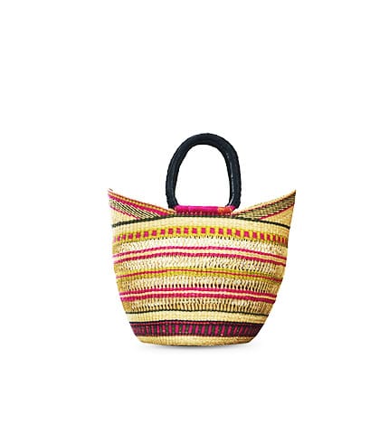 Artisanal Multicolored Straw Shopping Basket