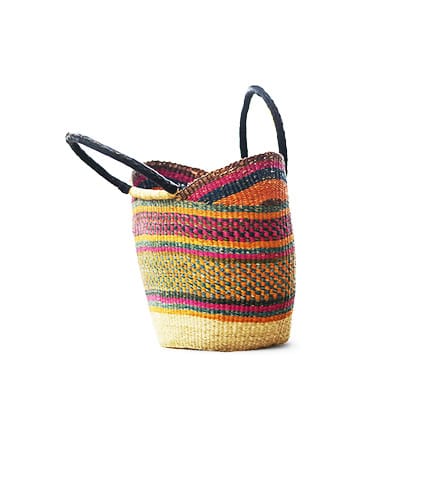 Rainbow Striped Shopping Basket