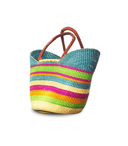 Colorful Hand-Woven Market Basket