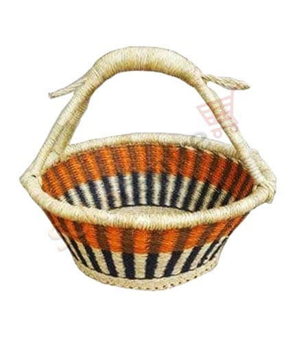 Orange Patterned Woven Storage Basket