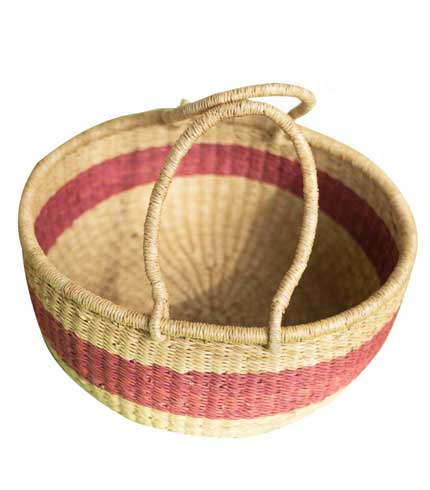 Pink Striped Artisan Weave Basket