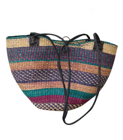 Multicoloured Hand Woven Straw Clutch - Elegant Eco-Conscious Evening Bag
