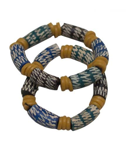 Brown, Yellow & Green African Beaded Bracelet - Unisex Patriotic Colors