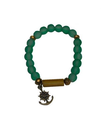 Green African Beaded Bracelet - Unisex Royal Design, Traditional Craftsmanship