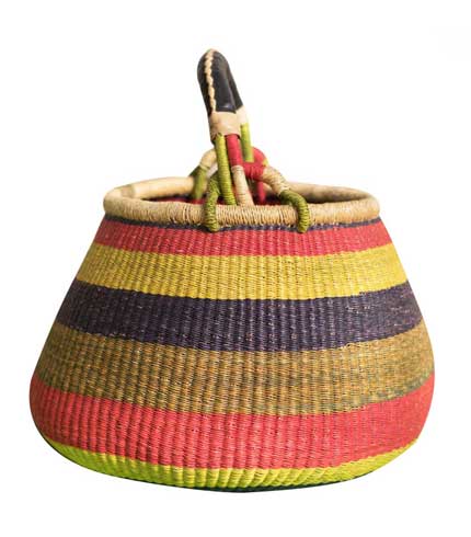 Multicolored Striped Artisan Basket