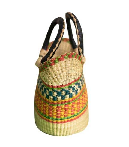 Orange & Green Hand Woven Straw Bag - Vibrant Eco Tote, Multipurpose