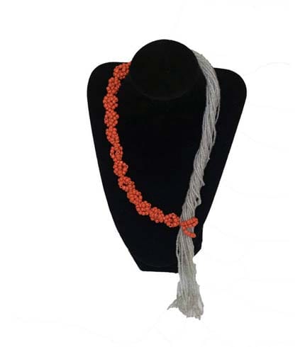 Orange & White Beaded Necklace - Citrus Color Jewelry, AY Collection