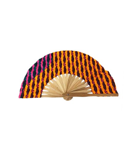 Orange Bamboo Hand Fan - Traditional Cooling Accessory, Decorative Piece
