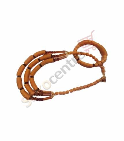 Orange Beaded Necklace and Bracelet Set - Coordinated Citrus Tone Jewelry