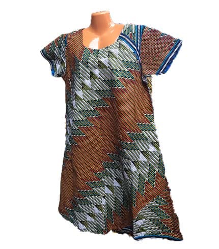 Brown & Grey African Print Dress - Modern Neutral Ghanaian Wear, Soft Fabric