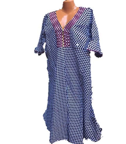 Dark Blue African Print Dress - Deep Navy Ghanaian Gown, Elegant Style