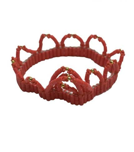 Orange Beaded Tiara - Royal Hair Accessory, Ceremonial Crown