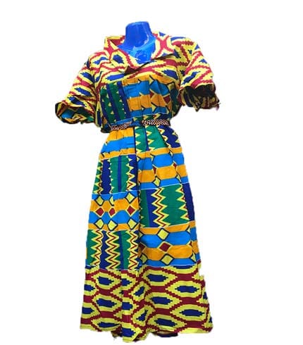 Multicoloured Design African Print Dress - Patterned Ghanaian Masterpiece