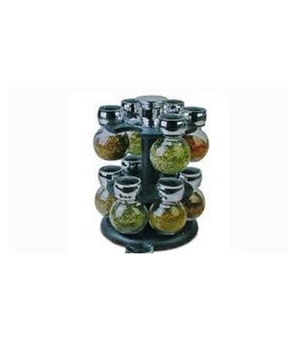 12-Jar Rotating Spice Rack Organizer - Compact Kitchen Storage Solution