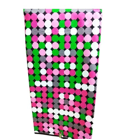 Pink & Green Woodin Cloth - Floral Tone African Print, 100% Cotton