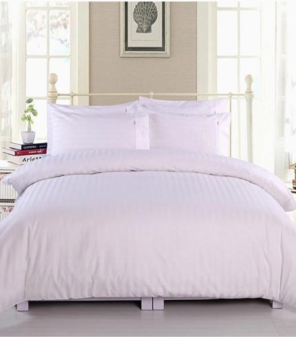 Luxury 6-Piece Queen Size Cotton Duvet Cover Set - Reversible Stripe Design, 400 Thread Count