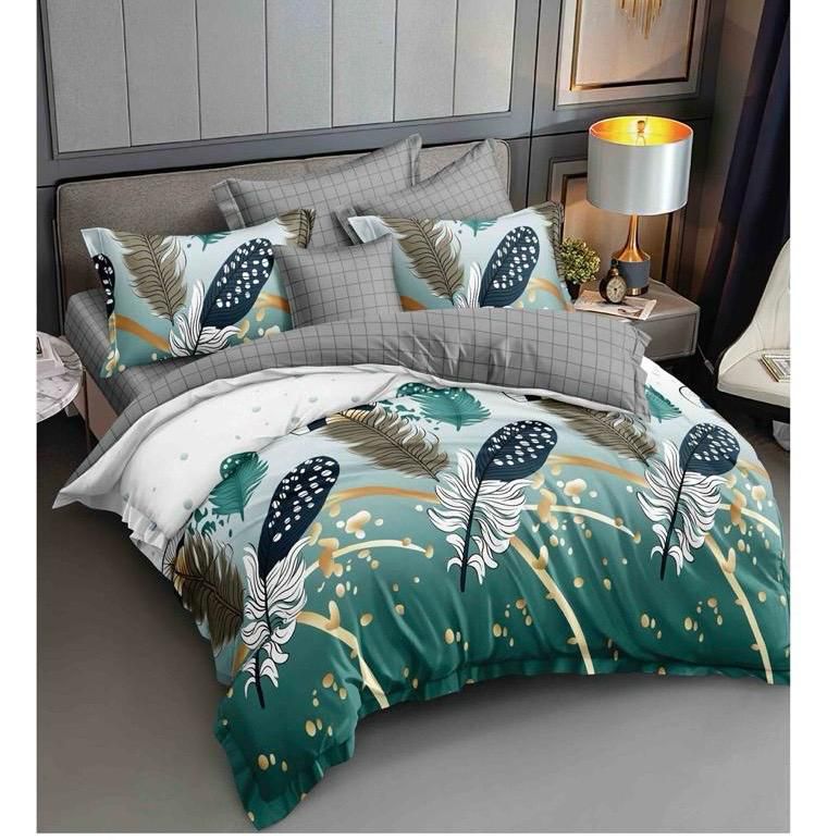 6-Piece Green Accent Duvet Set - Nature-Inspired Bedding