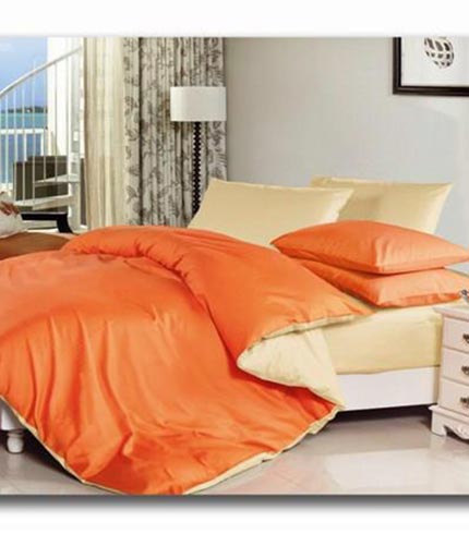 6-Piece Reversible Cotton Duvet Set - Orange & Golden Yellow King Size