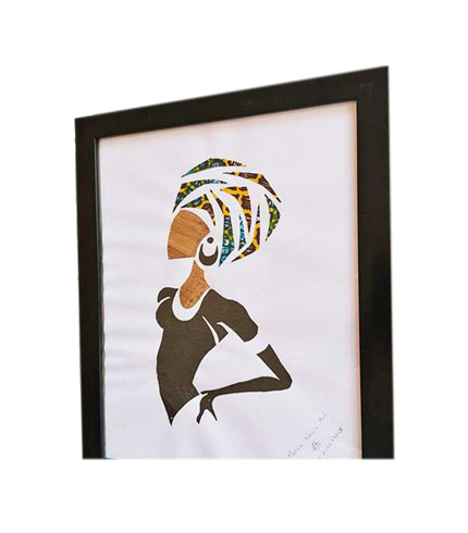 Mama Africa with African Print Artwork - Cultural Wall Hanging for Modern Decor