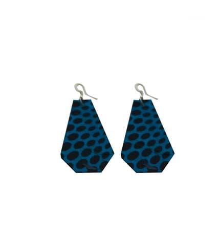 Blue African Print Earrings - Fabric Accent Jewelry, Handcrafted Elegance