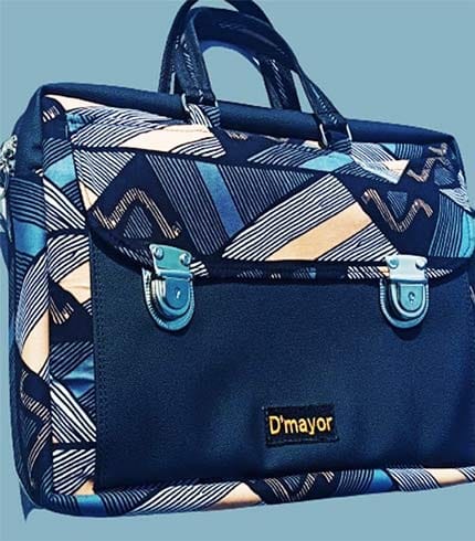 Dark Blue African Print Laptop Bag - Durable Multifunctional Bag, Unisex Design