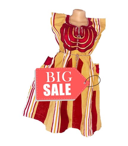 Red & Gold Fugu Dress - Traditional Northern Ghana Attire