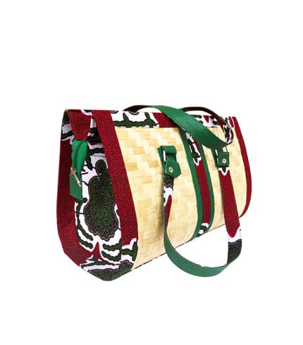 Red & Green Bamboo Ladies Handbag - Eco-Chic African Accessory