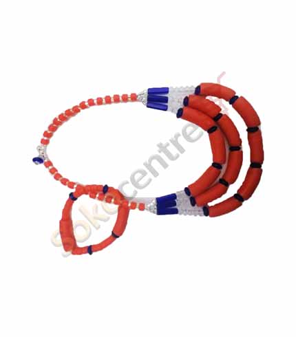 Red & White Beaded Jewelry Set - Cultural Accessory Collection