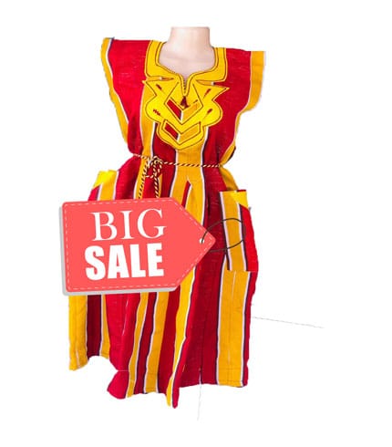 Red & Yellow Fugu Dress - Vibrant Traditional Wear